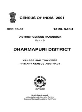 District Census Handbook, Dharmapuri, Part XII-B, Series-23