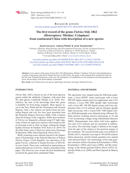 Heteroptera: Miridae: Cylapinae) from Continental China with Description of a New Species