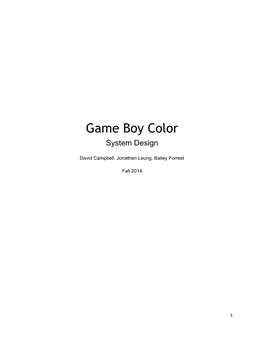 Game Boy Color System Design