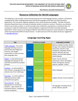 Resource Collection for World Languages