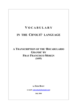 V O C a B U L a R Y in the Ch'oltí' Language