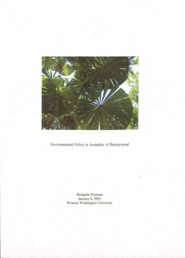 Environmental Policy in Australia: a Photojoumal