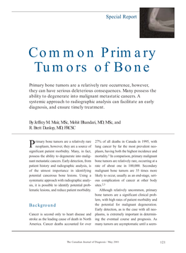 Common Primary Tumors of Bone