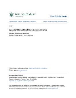 Vascular Flora of Mathews County, Virginia