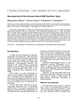 Neuropterida of the Asinara Island (NW Sardinia, Italy)