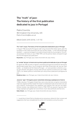 Cravinho, Pedro (2018) "The 'Truth' of Jazz- the History of the First Publication Dedicated to Jazz in Portugal&Quo