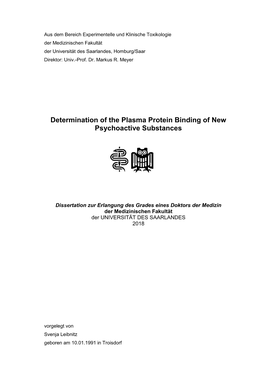 Determination of the Plasma Protein Binding of New Psychoactive Substances