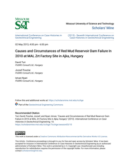 Causes and Circumstances of Red Mud Reservoir Dam Failure in 2010 at MAL Zrt Factory Site in Ajka, Hungary