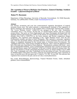 A Phytosociological Study of the Montane Vegetation of Researva