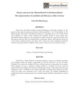 Science and Art in the “Dutch Period” in Northeast Brazil: the Representation of Cannibals and Africans As Allies Overseas