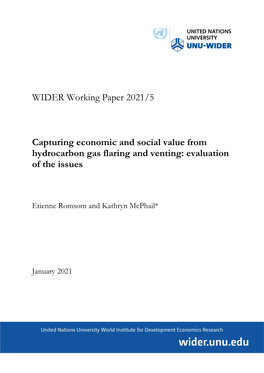 WIDER Working Paper 2021/5-Capturing Economic and Social Value from Hydrocarbon Gas Flaring and Venting: Evaluation of the Issue