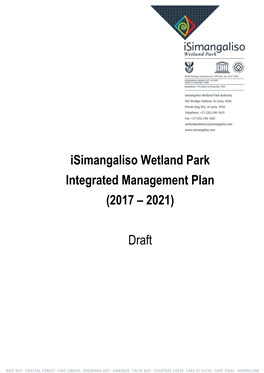 Isimangaliso Wetland Park Integrated Management Plan (2017 – 2021)