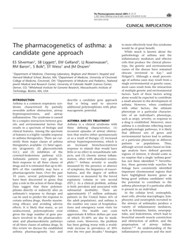 The Pharmacogenetics of Asthma: a Candidate Gene Approach