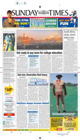 Delhi January 12, 2003, Capital • 46 Pages Including Men & Women & Classifieds + 6 Pages of Delhi Times Price Rs