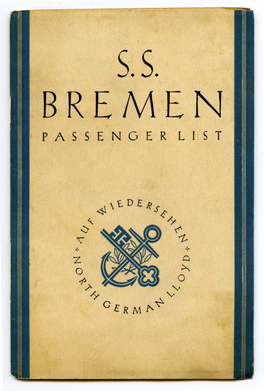 BREMEN PASSENGER LIST S