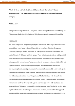 Santonian) Terrestrial Ecosystem in the Western Tethyan