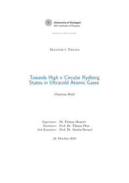 Towards High N Circular Rydberg States in Ultracold Atomic Gases