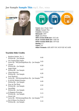 Joe Sample Sample This Mp3, Flac, Wma