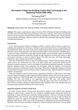 The Impact of High-Rise Building Curtain Wall Technology in the Exploring Period (1895-1959)