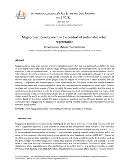 Megaproject Development in the Context of Sustainable Urban Regeneration Chrysostomos Mylonas, Yiannis Xenidis