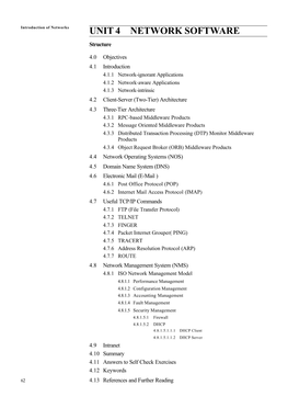 UNIT 4 NETWORK SOFTWARE Structure