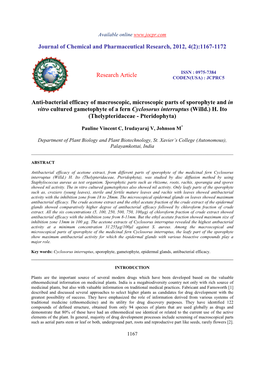 Antibacterial Efficacy of Macroscopic Microscopic Parts of Sporophyte