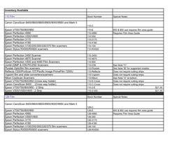 Inventory Available 110 Film Canon Canoscan 8400/8600/8800/8900