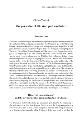 The Gas Sector of Ukraine: Past and Future
