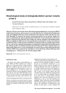 Vpx/Vpr Mutants of HIV-2