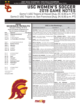 2019 Usc Women's Soccer