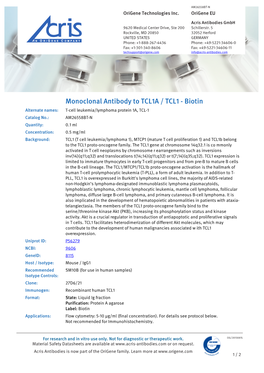 Monoclonal Antibody to TCL1A / TCL1