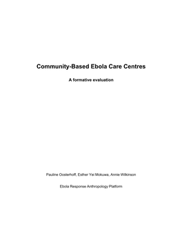 Community-Based Ebola Care Centres