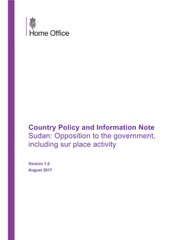 CPIN Format, but Includes Country Policy and Information on Sur Place Activity Which Was Previously a Standalone Note