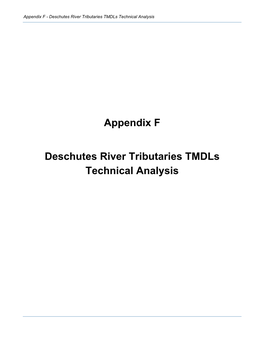 Appendix F (Deschutes River Tmdls)