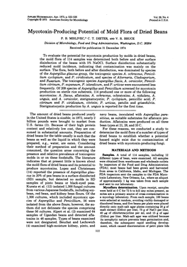 Mycotoxin-Producing Potential of Mold Flora of Dried Beans P