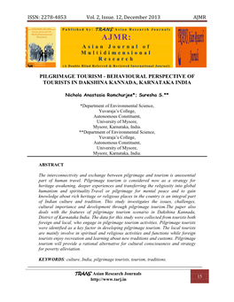 ISSN: 2278-4853 Vol. 2, Issue. 12, December 2013 AJMR Asian