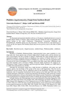 Phallales (Agaricomycetes, Fungi) from Southern Brazil Article