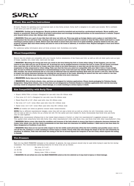 Wheel, Rim and Tire Instructions