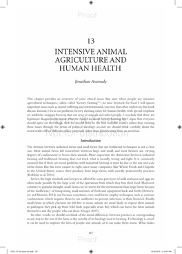 13 Intensive Animal Agriculture and Human Health