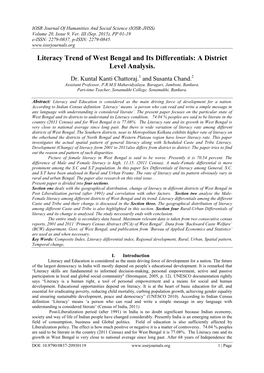 Literacy Trend of West Bengal and Its Differentials: a District Level Analysis