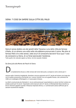 Siena: 7 Cose Da Sapere Sulla Città Del Palio