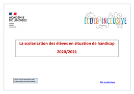 La Scolarisation Des Élèves En Situation De Handicap 2020/2021