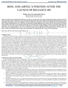 Bsnl and Airtel's Position After the Launch Of