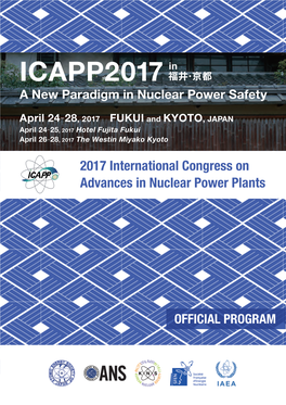 2017 International Congress on Advances in Nuclear Power Plants