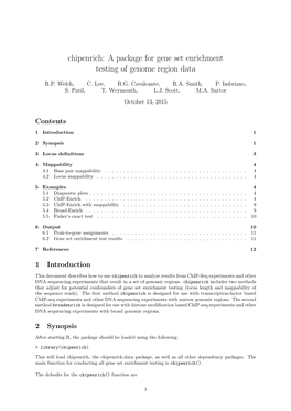 Chipenrich: a Package for Gene Set Enrichment Testing of Genome Region Data