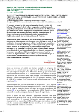 Las Elecciones Legislativas Marroquies De 2007 En La Provincia De Al