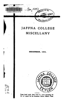 Jaffna College Miscellany