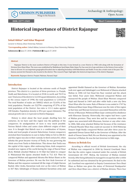 Historical Importance of District Rajanpur