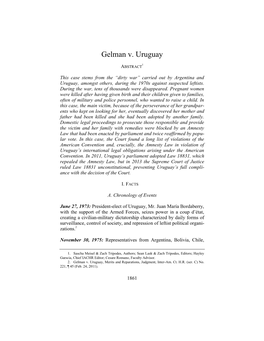 Gelman V. Uruguay, Case Summary