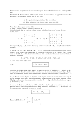 The Matrix Inverse, and the Determinant